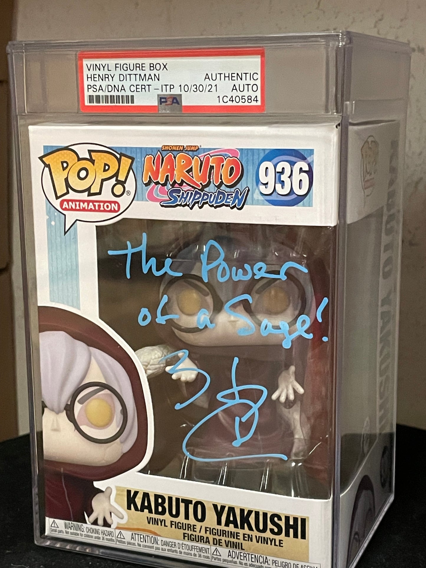 Gambee PSA Naruto Henry Dittman encapsulated signed FUNKO POP COA