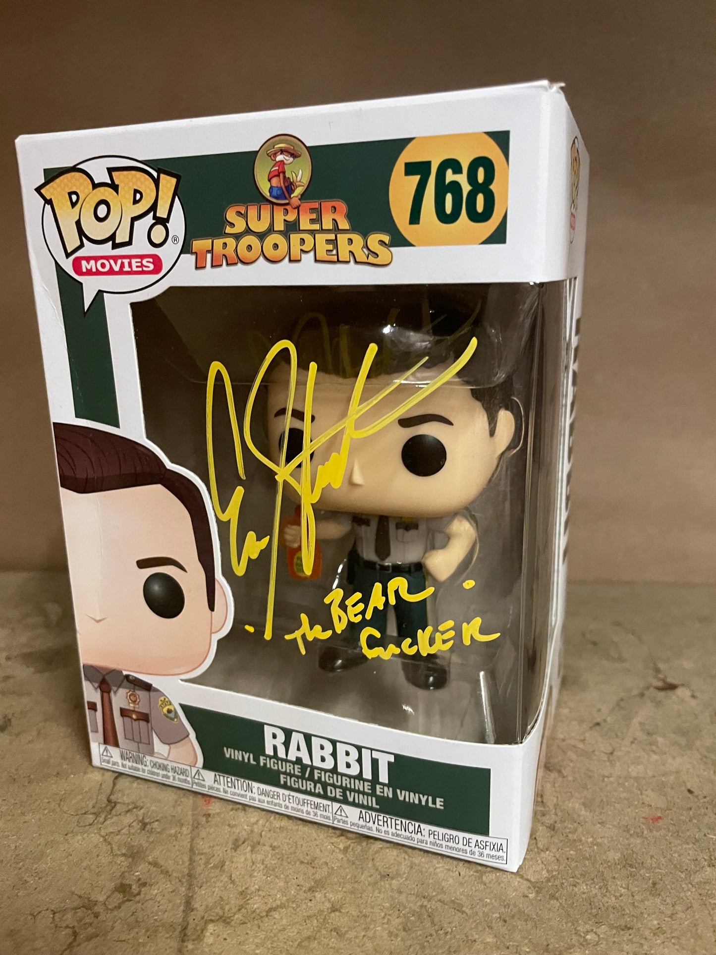 Gambee Erik Stolhanske Signed Rabbit Super Troopers FUNKO POP COA