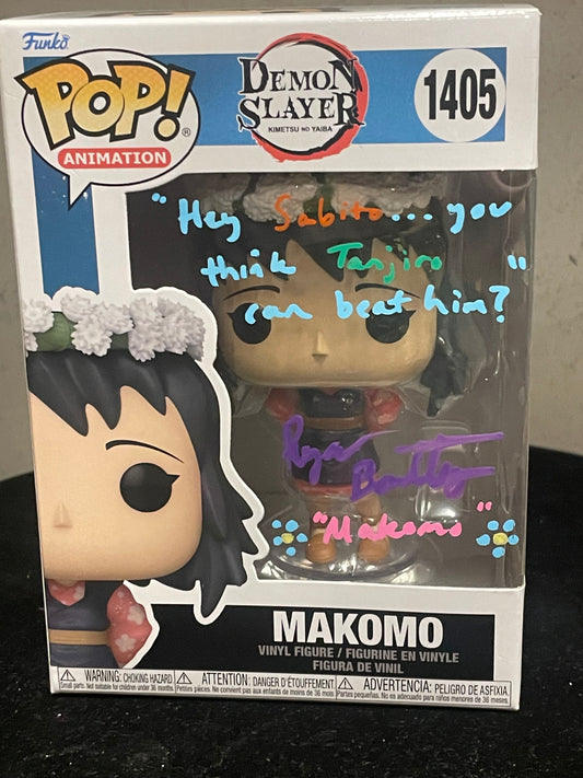 Gambee demon slayer Makomo Ryan Bartley signed funko POP COA duel